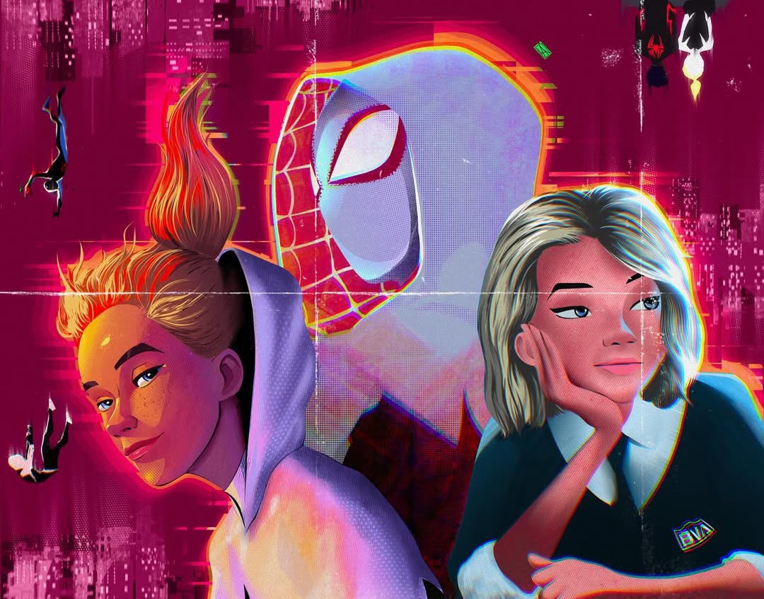 Gwen Stacy and Spider-Gwen, Earth-65 — a Spider-Verse tribute.
